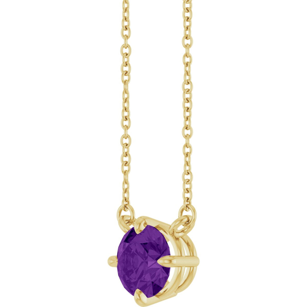 Natural Amethyst Necklace in 14k yellow gold