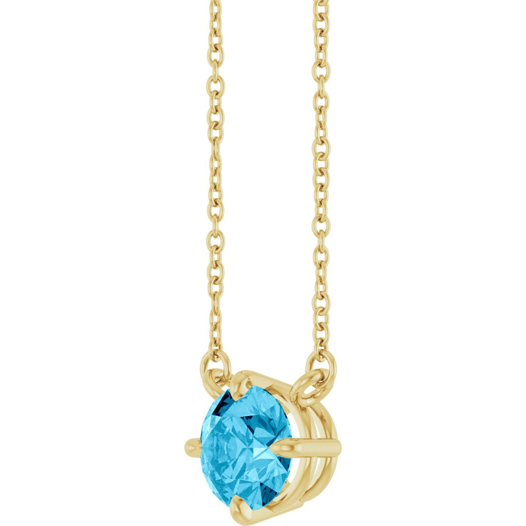 Natural Aquamarine Necklace in 14k yellow gold