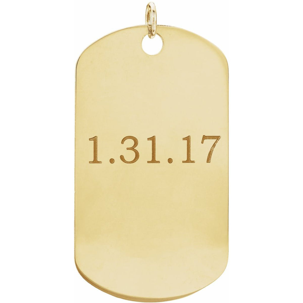 Engravable Dog Tag Pendant in 14k yellow gold