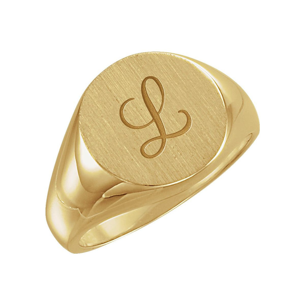 Round Signet Ring in 14k yellow gold