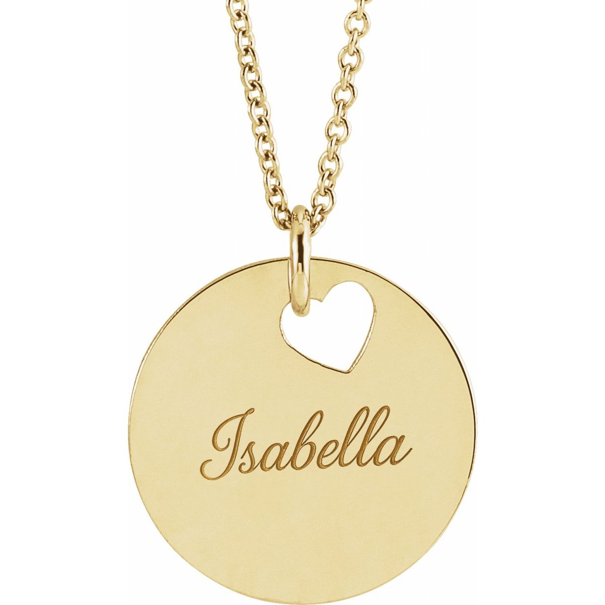 Pierced Heart 15 mm Disc Pendant in 14k rose gold