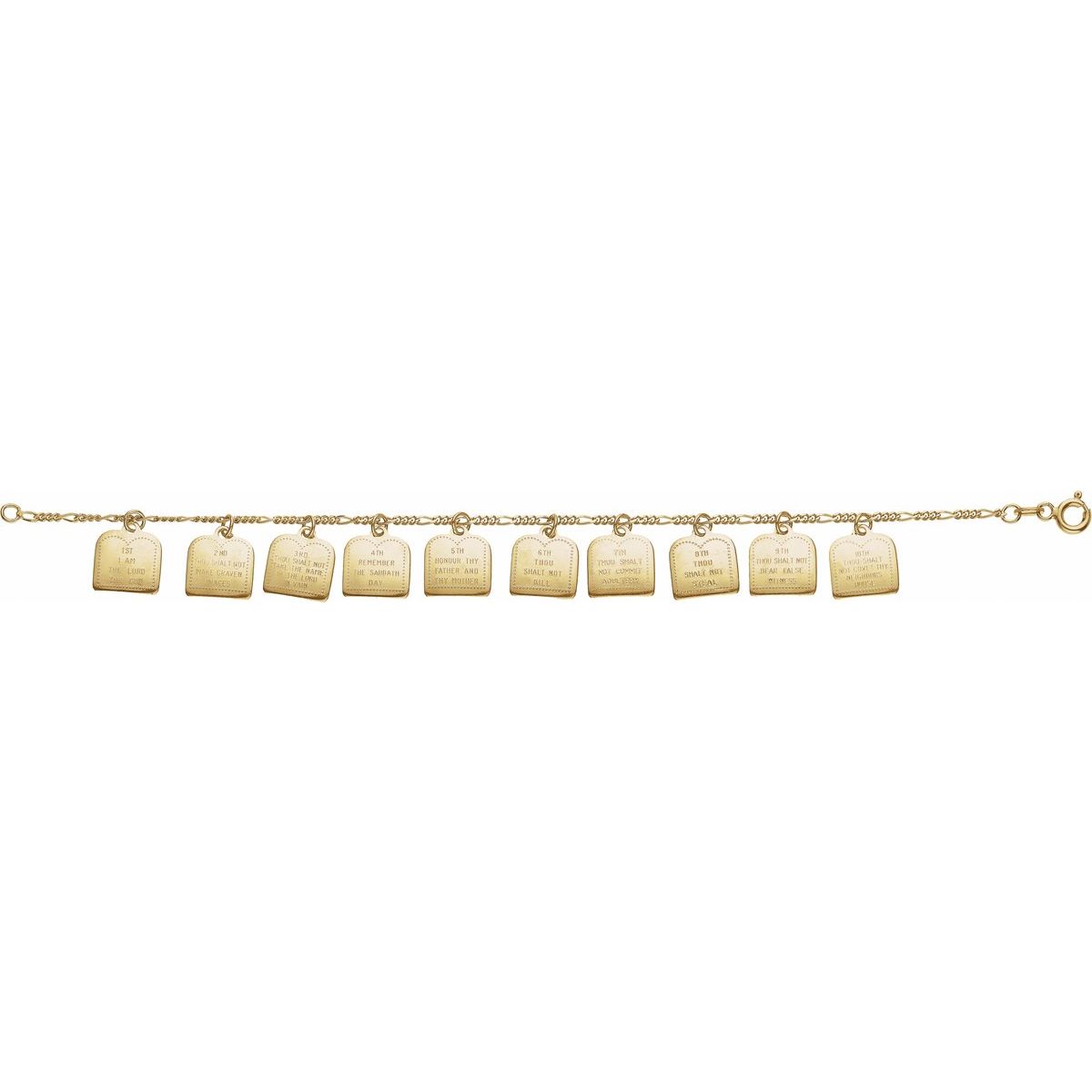 Ten Commandments Charm Bracelet in 14k yellow gold