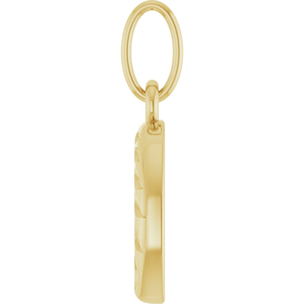 Wheat Pattern Horseshoe Pendant in 14k yellow gold