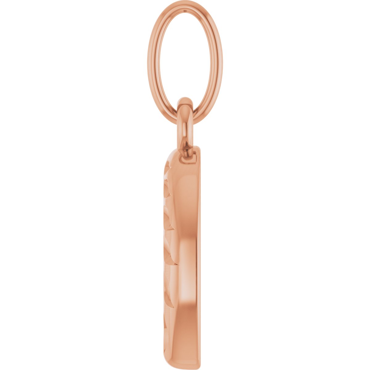 Wheat Pattern Horseshoe Pendant in 14k rose gold