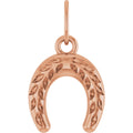 Wheat Pattern Horseshoe Pendant in 14k rose gold