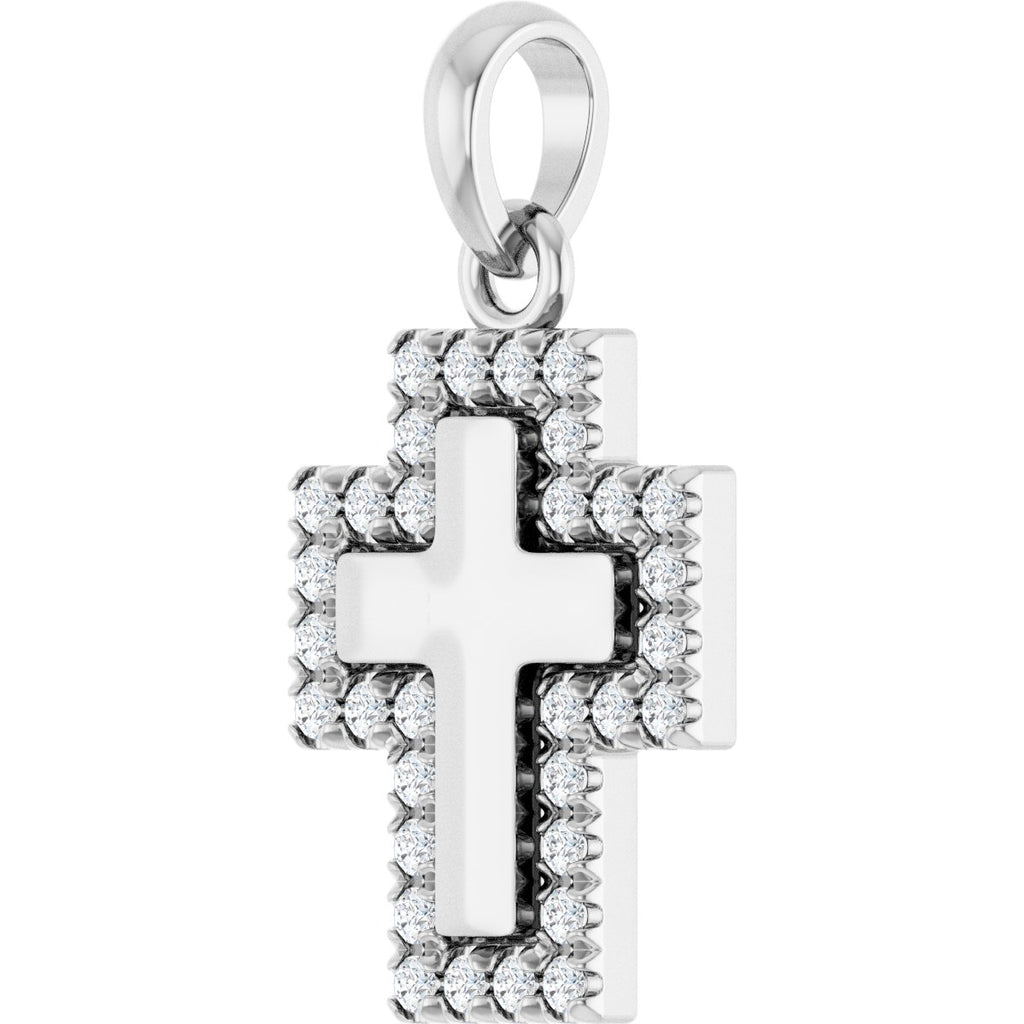 1/8 CTW Lab-Grown Diamond Cross Pendant in 14k white gold