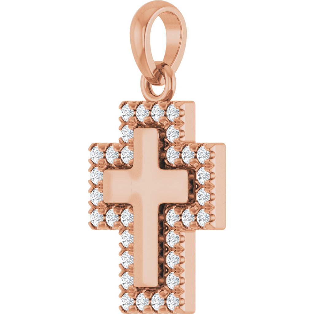 1/8 CTW Lab-Grown Diamond Cross Pendant in 14k rose gold