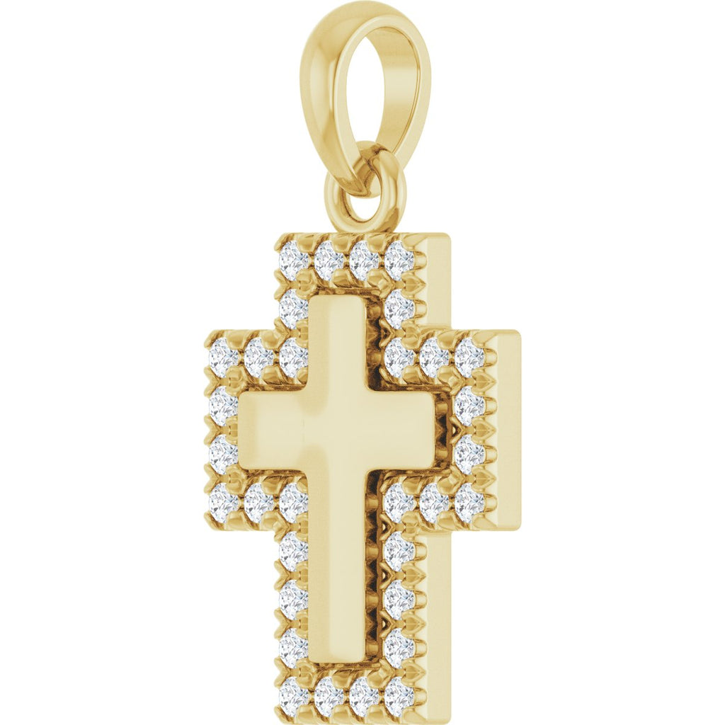 1/8 CTW Lab-Grown Diamond Cross Pendant in 14k yellow gold