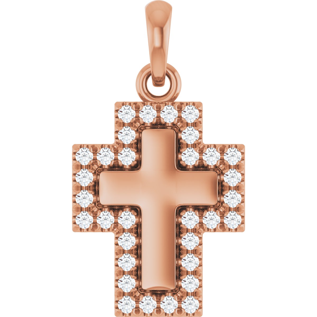 1/8 CTW Lab-Grown Diamond Cross Pendant in 14k rose gold