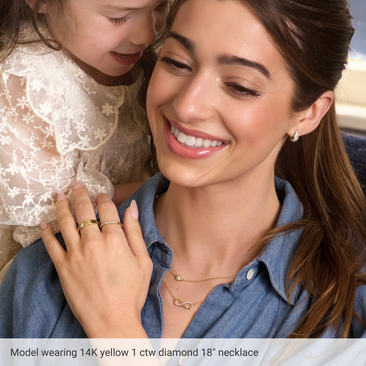 1 CTW Lab-Grown Diamond 5-Station Necklace in 14k rose gold