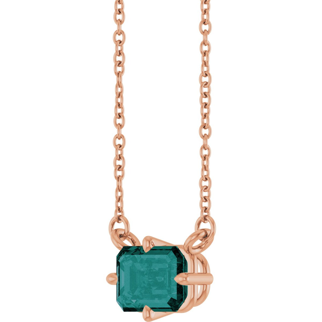 Lab-Grown Alexandrite Solitaire Necklace in 14k rose gold