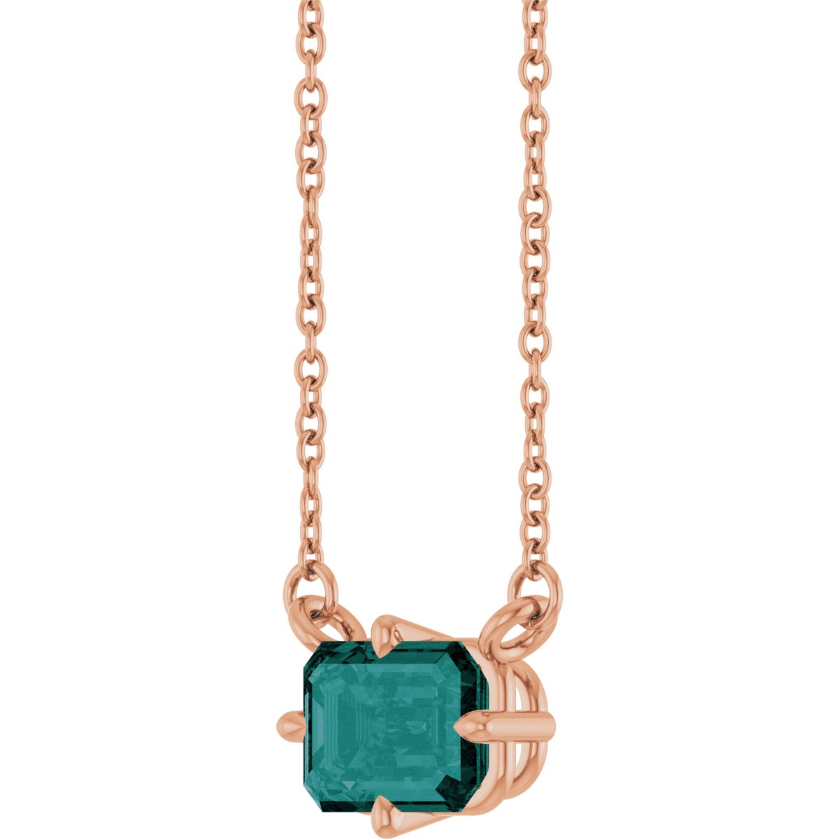 Lab-Grown Alexandrite Solitaire Necklace in 14k rose gold