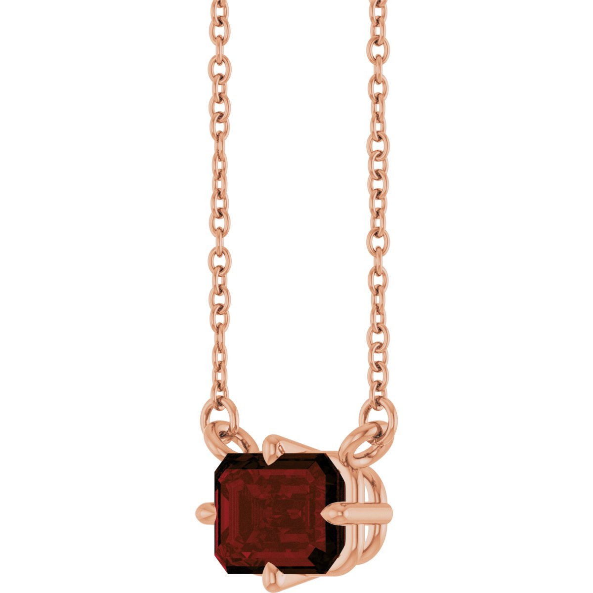 Natural Mozambique Garnet Solitaire Necklace in 14k rose gold