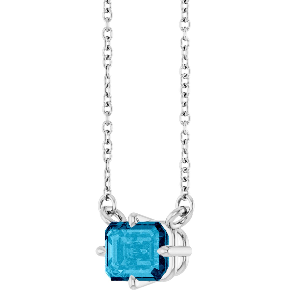 Natural Aquamarine Solitaire Necklace in 14k white gold