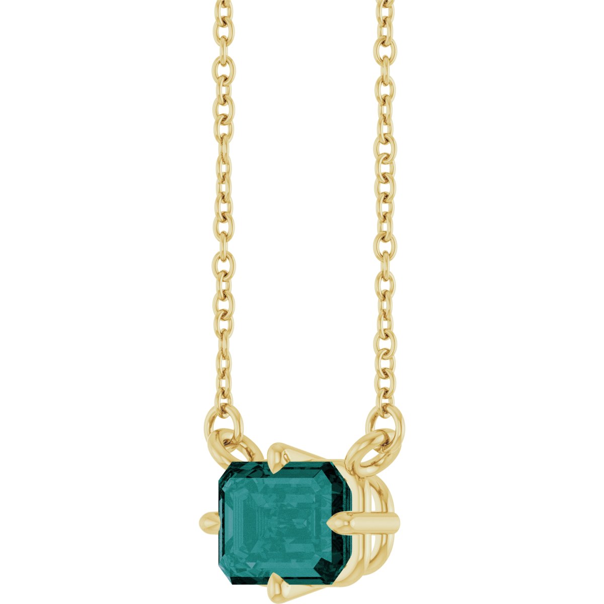Lab-Grown Alexandrite Solitaire Necklace in 14k yellow gold