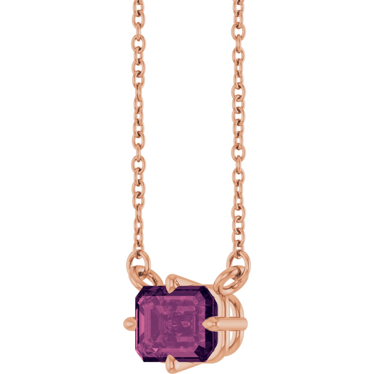 Natural Pink Tourmaline Solitaire Necklace in 14k rose gold