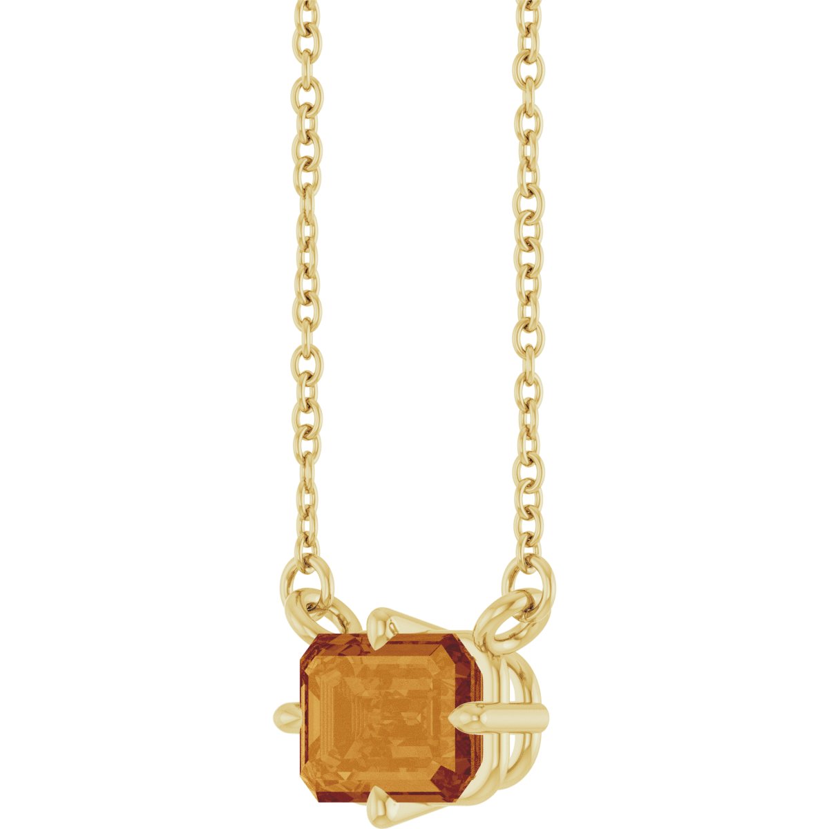 Natural Citrine Solitaire Necklace in 14k yellow gold