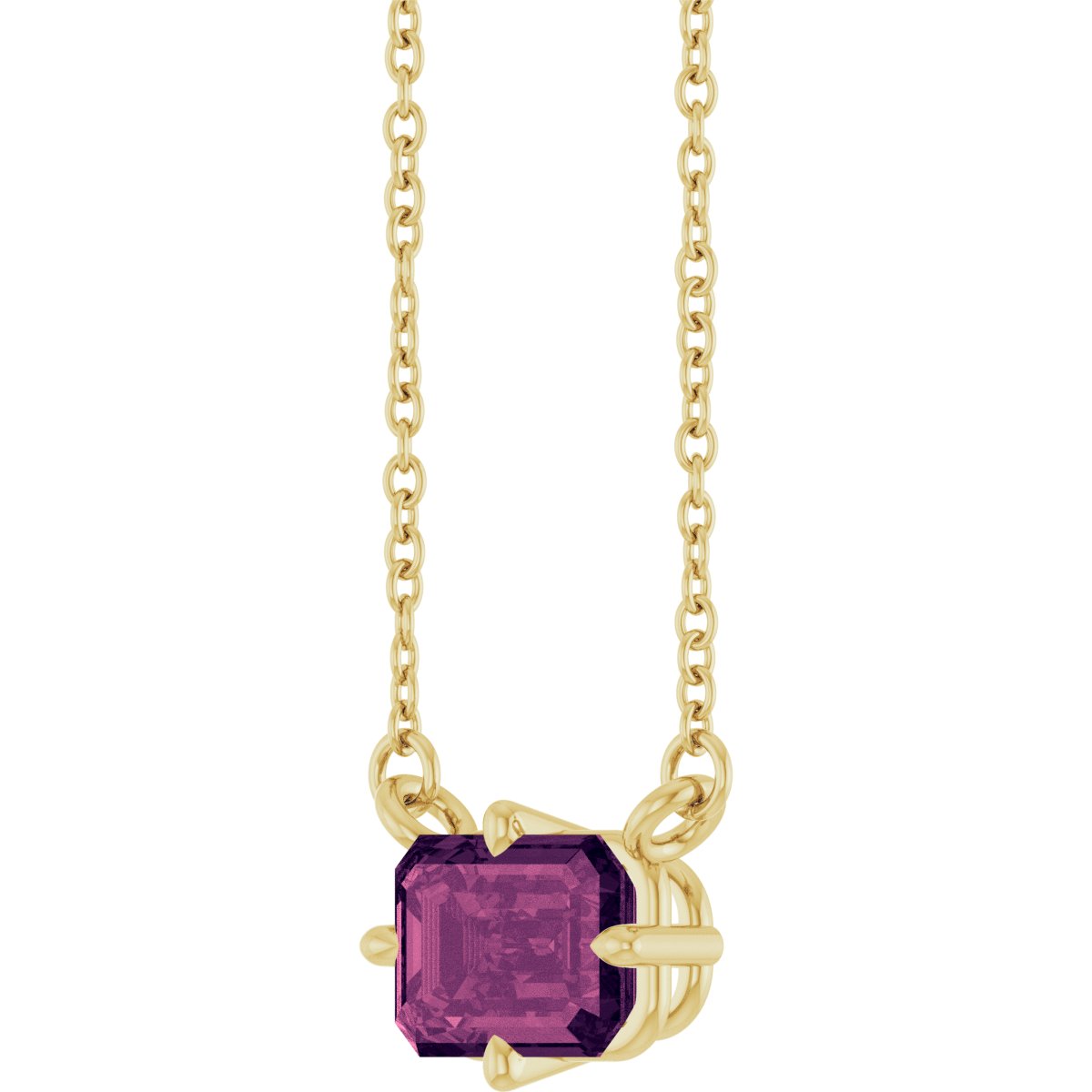 Natural Pink Tourmaline Solitaire Necklace in 14k yellow gold