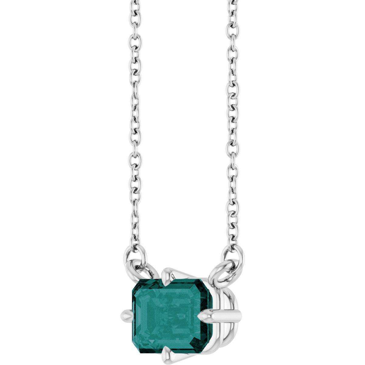 Lab-Grown Alexandrite Solitaire Necklace in 14k white gold