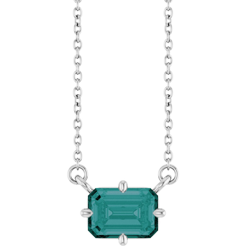 Lab-Grown Alexandrite Solitaire Necklace in 14k white gold