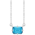 Natural Aquamarine Solitaire Necklace in 14k white gold