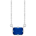 Lab-Grown Blue Sapphire Solitaire Necklace in 14k white gold