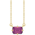 Natural Pink Tourmaline Solitaire Necklace in 14k yellow gold