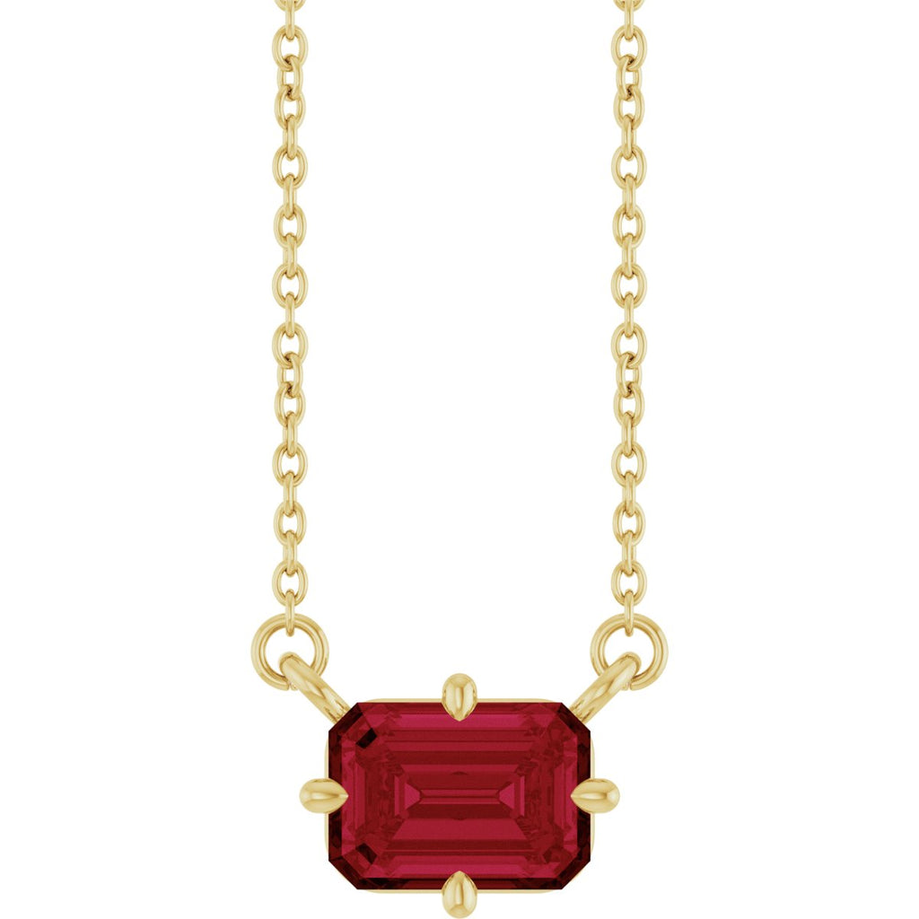 Lab-Grown Ruby Solitaire Necklace in 14k yellow gold