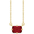 Lab-Grown Ruby Solitaire Necklace in 14k yellow gold