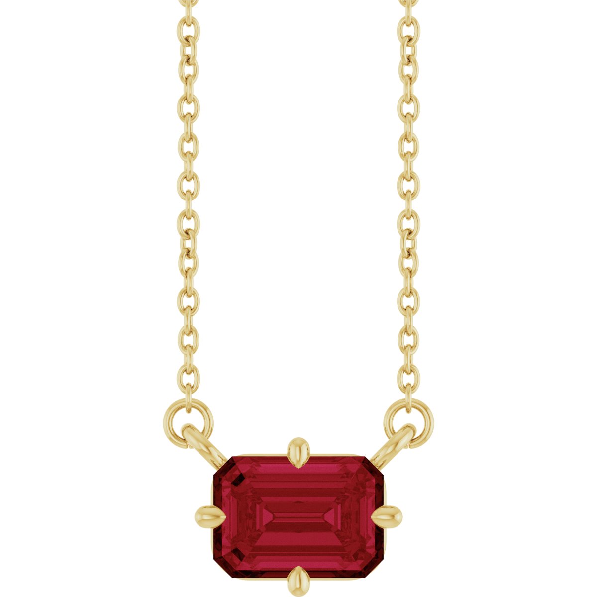 Lab-Grown Ruby Solitaire Necklace in 14k yellow gold