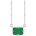Lab-Grown Emerald Solitaire Necklace in 14k white gold