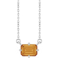 Natural Citrine Solitaire Necklace in 14k white gold