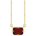 Natural Mozambique Garnet Solitaire Necklace in 14k yellow gold
