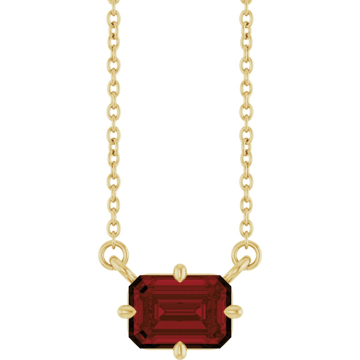 Natural Mozambique Garnet Solitaire Necklace in 14k yellow gold