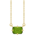 Natural Peridot Solitaire Necklace in 14k yellow gold