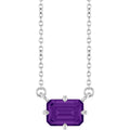 Natural Amethyst Solitaire Necklace in 14k white gold