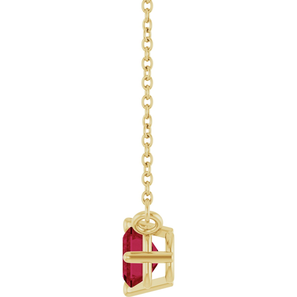 Lab-Grown Ruby Solitaire Necklace in 14k yellow gold