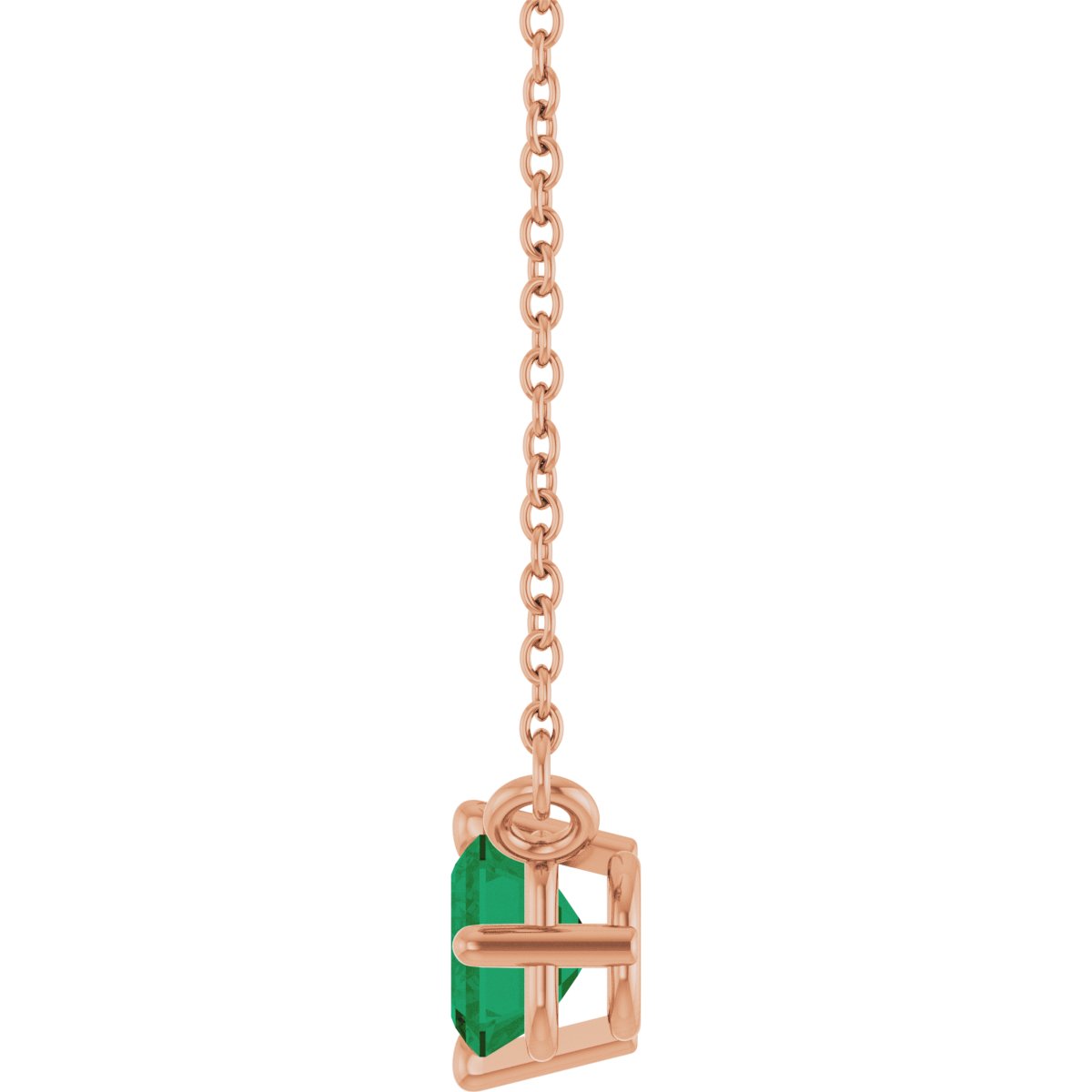 Lab-Grown Emerald Solitaire Necklace in 14k rose gold