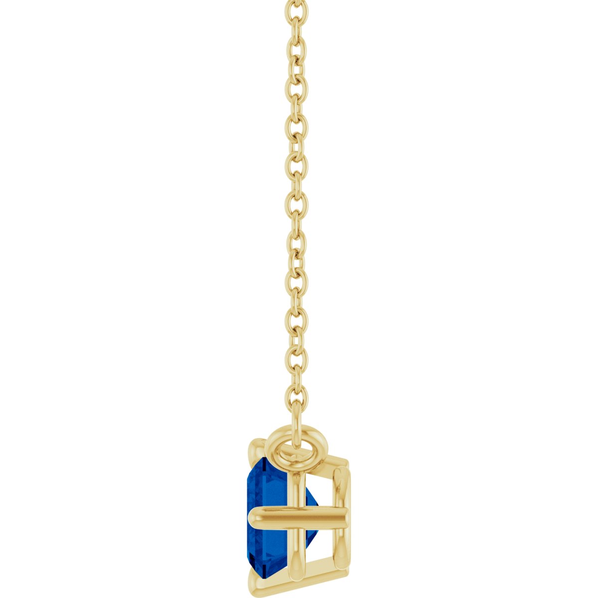 Lab-Grown Blue Sapphire Solitaire Necklace in 14k yellow gold