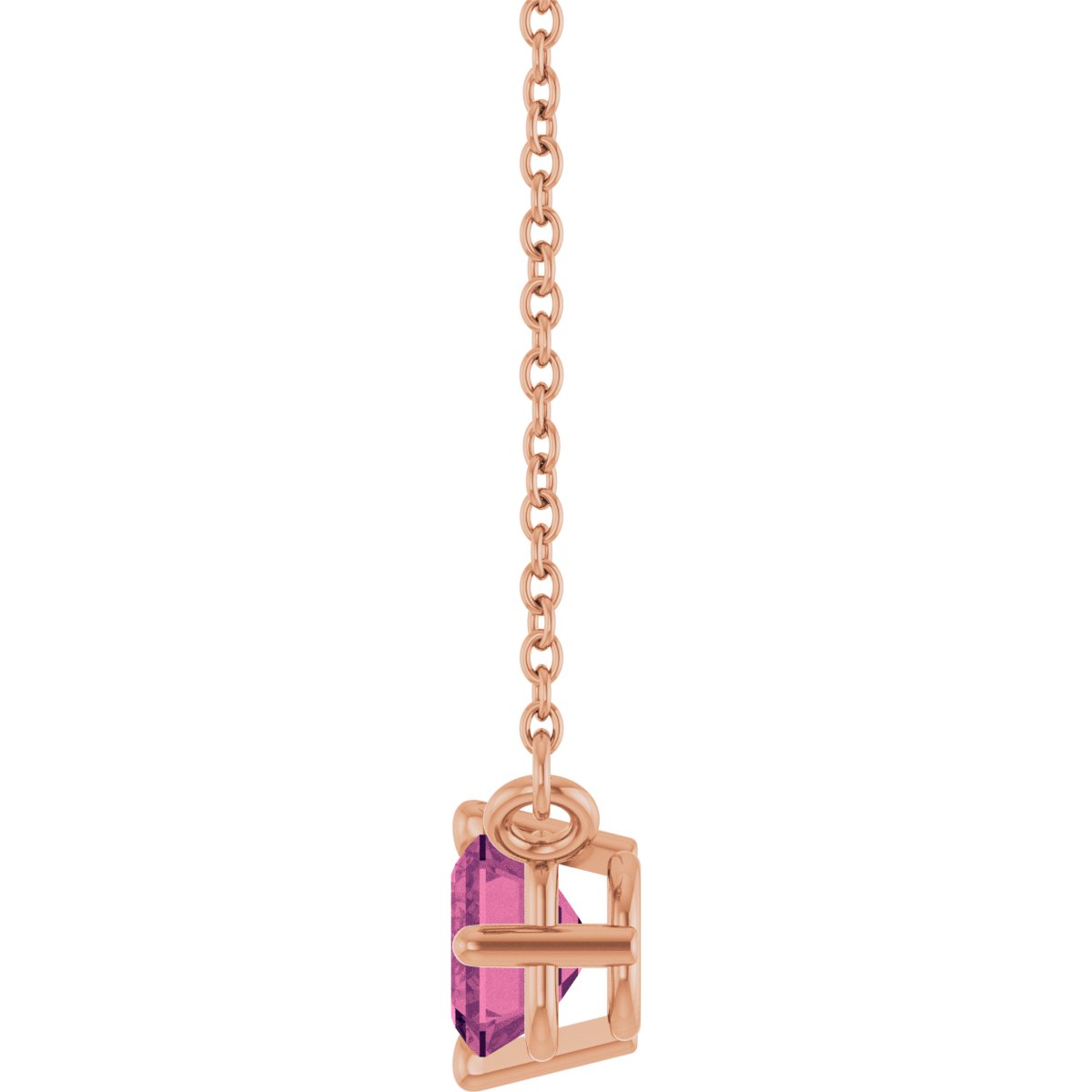 Natural Pink Tourmaline Solitaire Necklace in 14k rose gold
