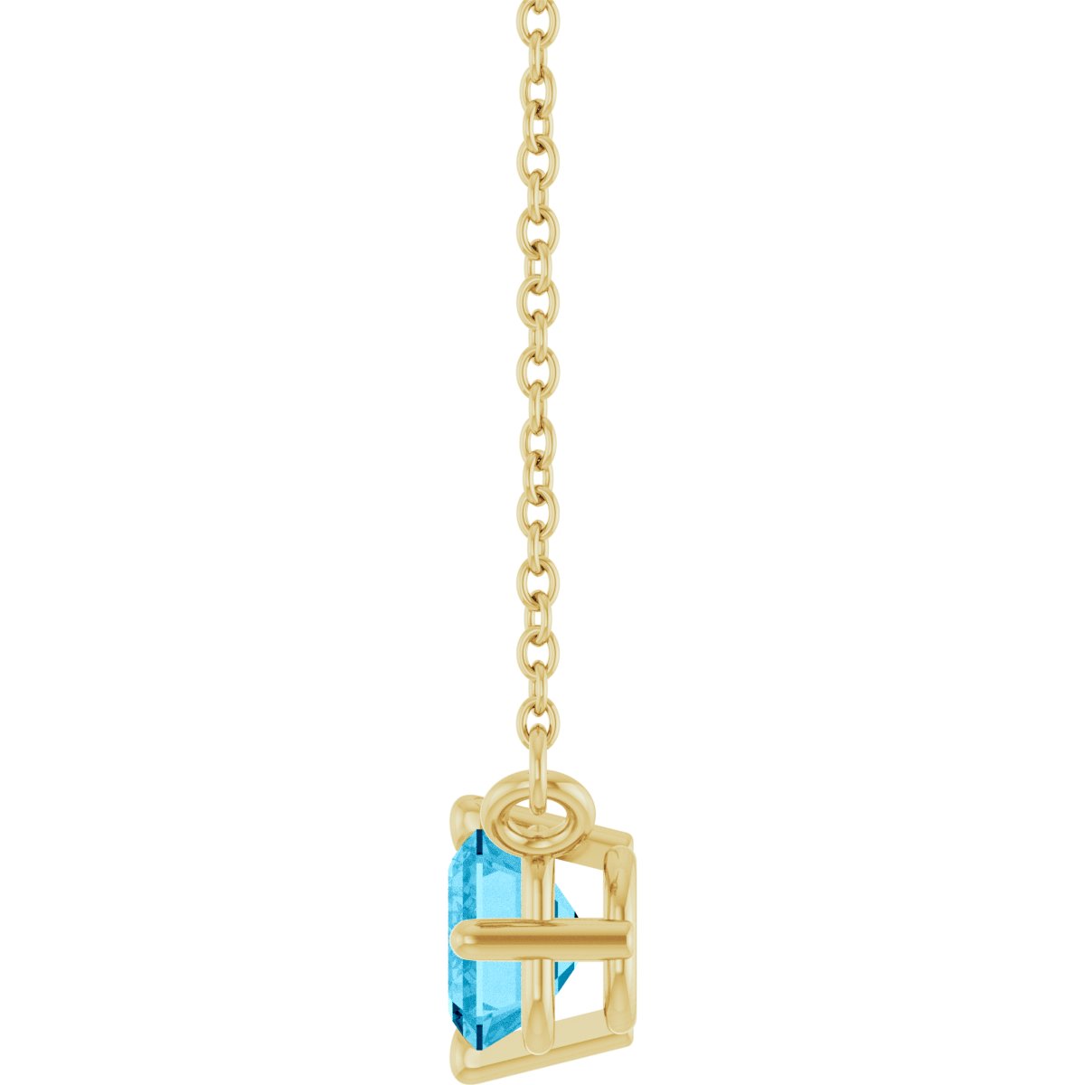 Natural Aquamarine Solitaire Necklace in 14k yellow gold