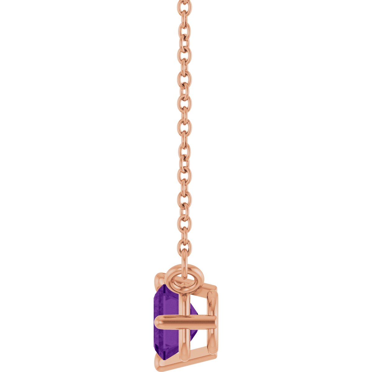 Natural Amethyst Solitaire Necklace in 14k rose gold