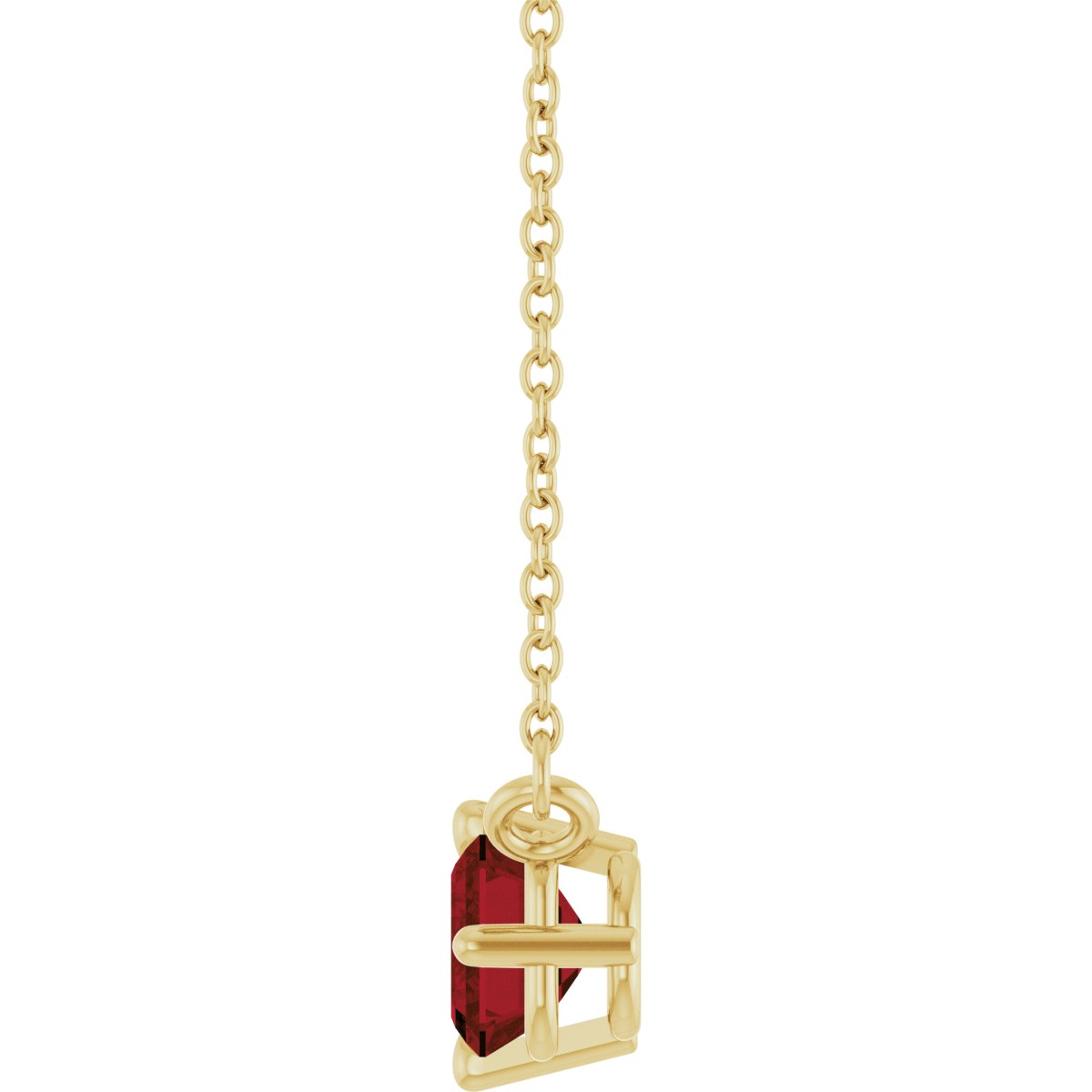 Natural Mozambique Garnet Solitaire Necklace in 14k yellow gold