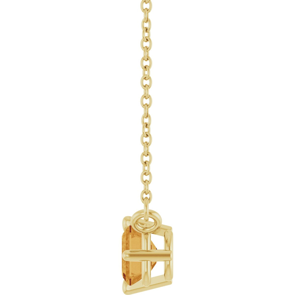 Natural Citrine Solitaire Necklace in 14k yellow gold