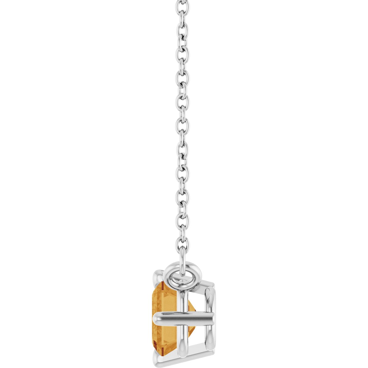 Natural Citrine Solitaire Necklace in 14k white gold