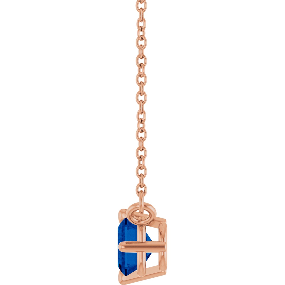Lab-Grown Blue Sapphire Solitaire Necklace in 14k rose gold
