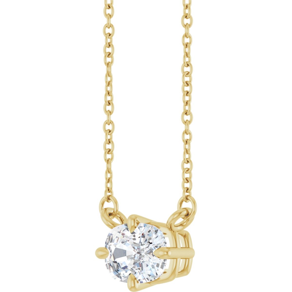 1 CT Lab-Grown Diamond Solitaire Necklace in 14k yellow gold