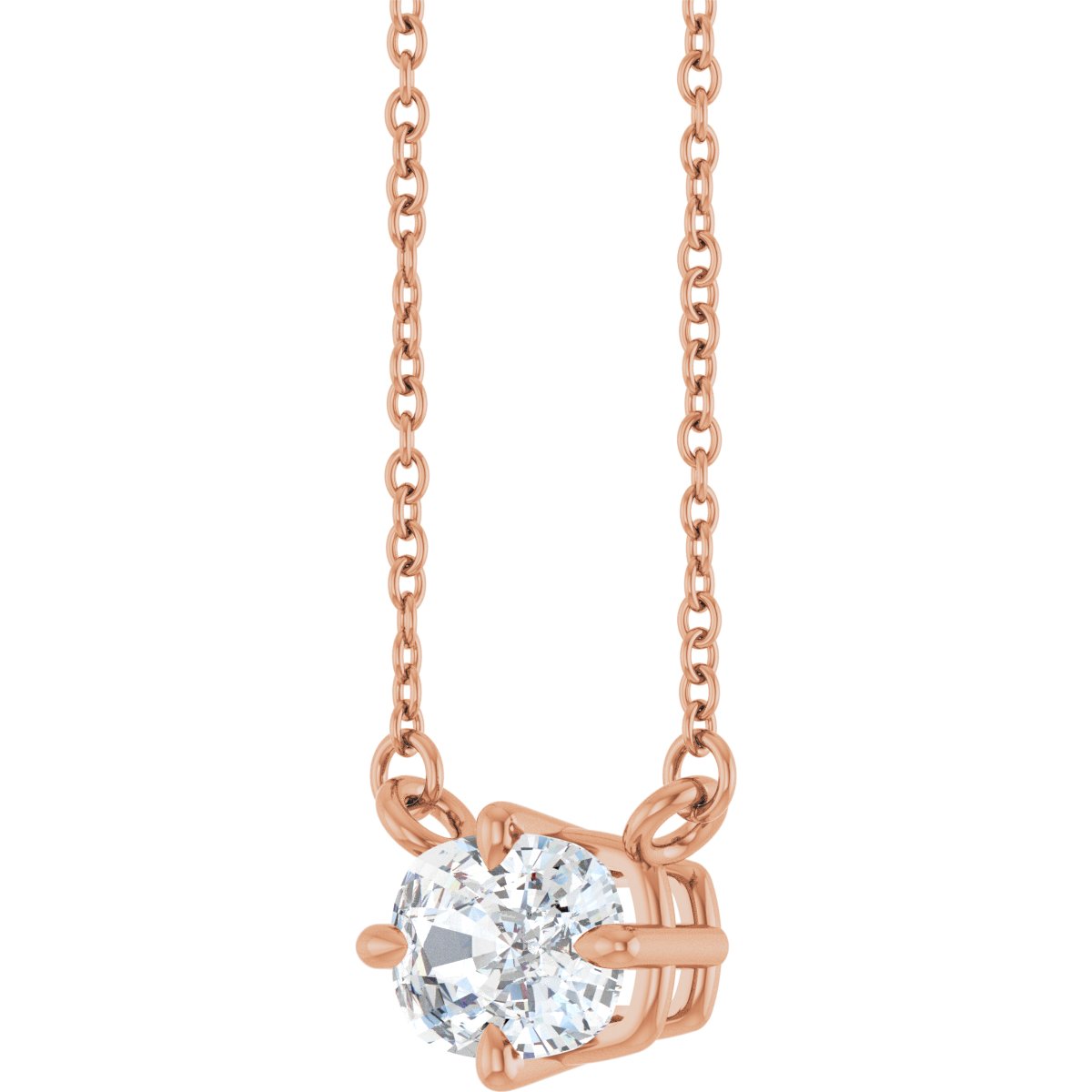 1 CT Lab-Grown Diamond Solitaire Necklace in 14k rose gold