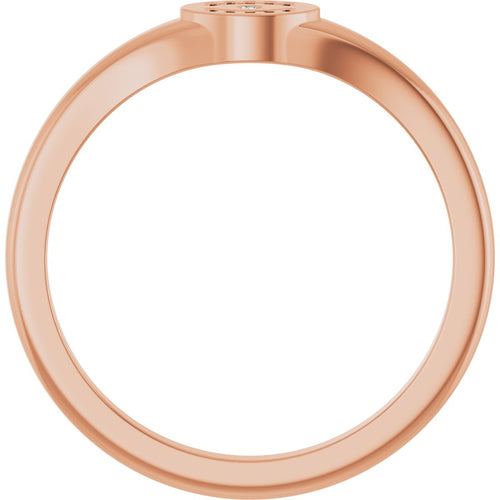 .005 CT Natural Diamond Evil Eye Ring in 14k rose gold