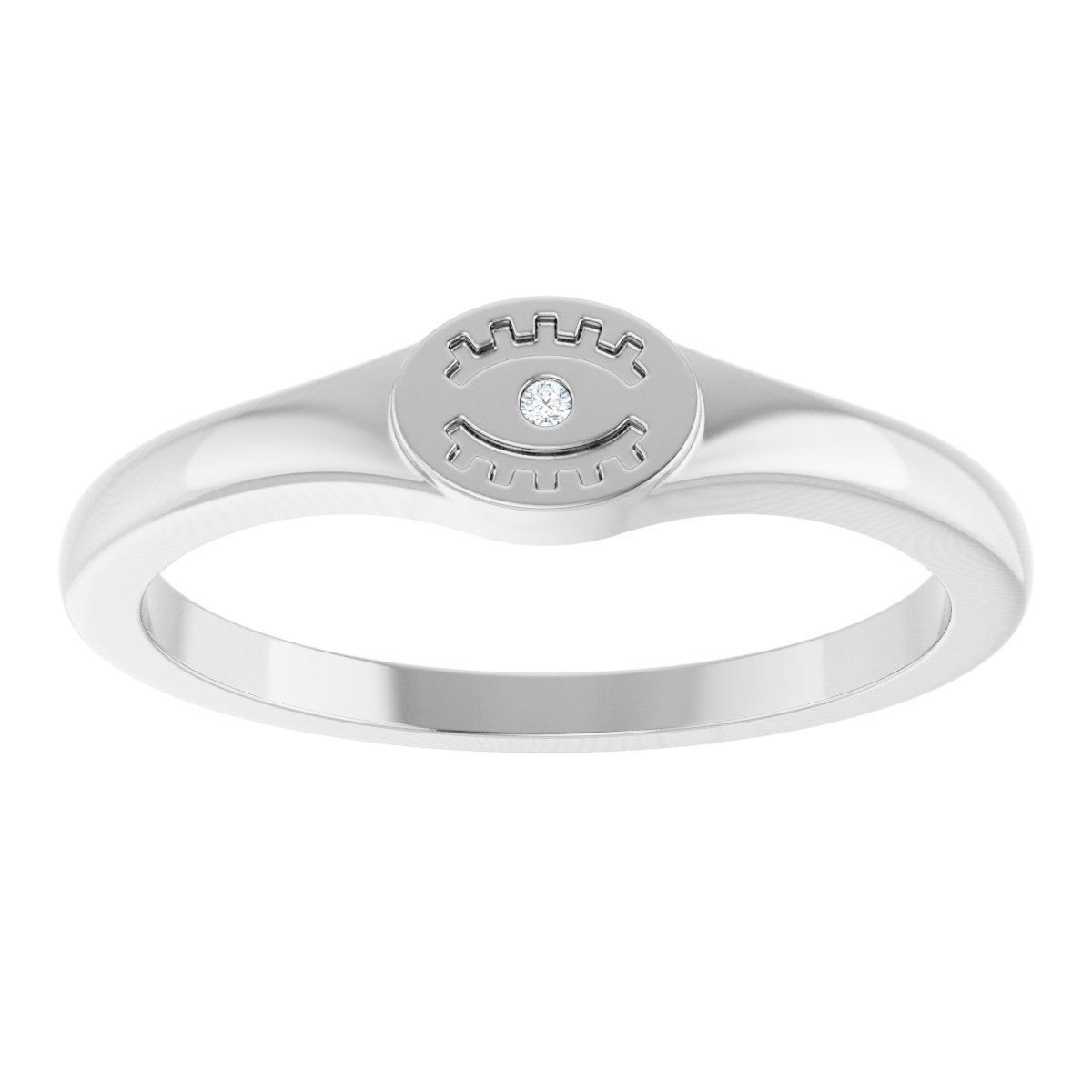 .005 CT Lab-Grown Diamond Evil Eye Ring in 14k white gold